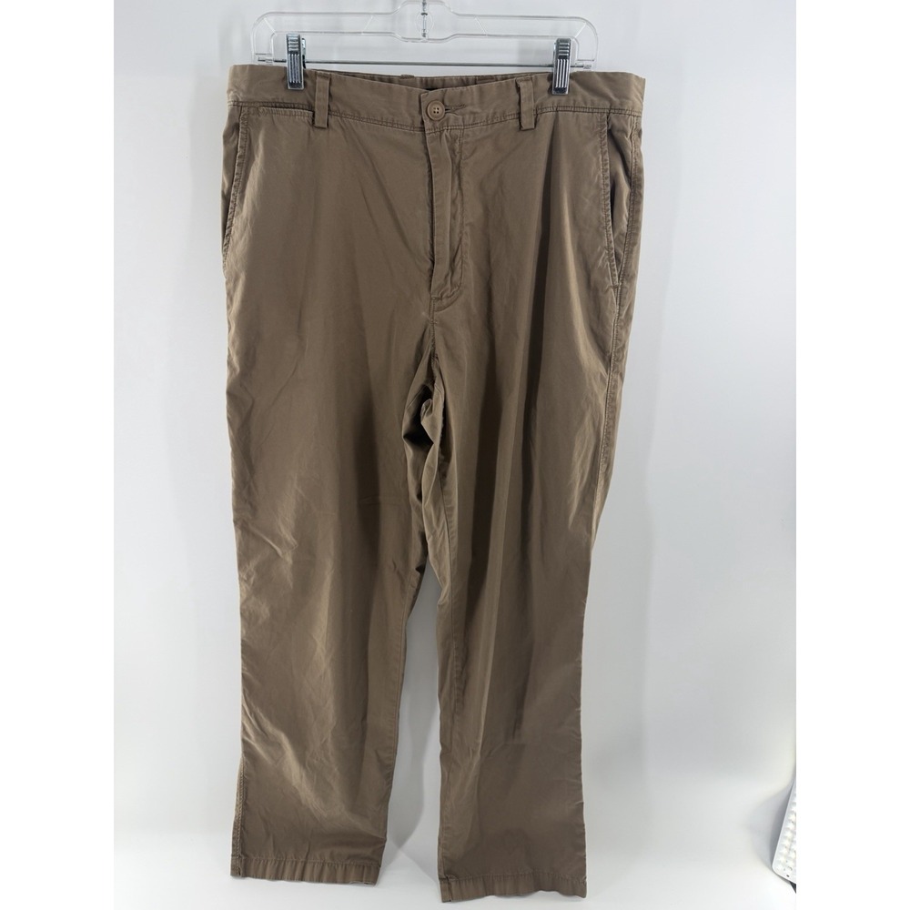 J.Crew Mens Chino Pants 34x34 Brown Cotton Flat Front Y2k 2005 Vintage